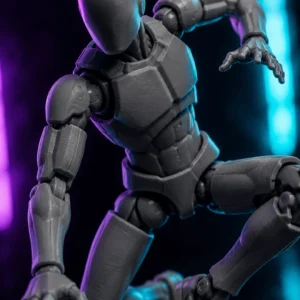 Original 3D-printed articulated figure in a dynamic pose