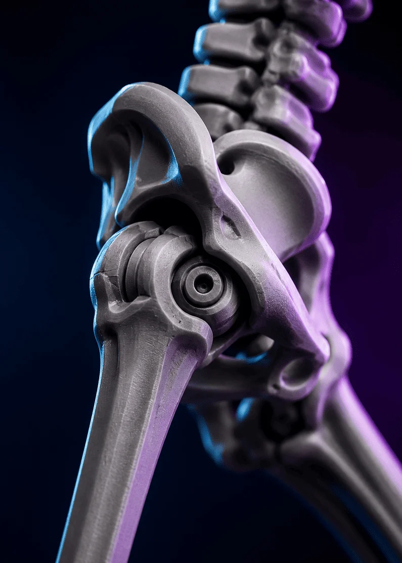 Close-up of a high-quality 3D-printed articulated joint
