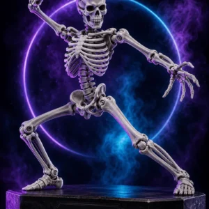 Original articulated 3D-printed skeleton in a dynamic display pose